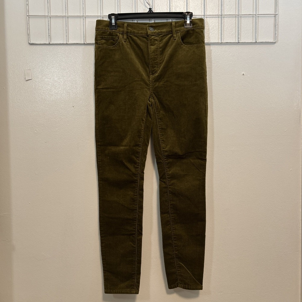 Loft Women 8 Green Corduroy Pants High Rise‎ Skinny 6274